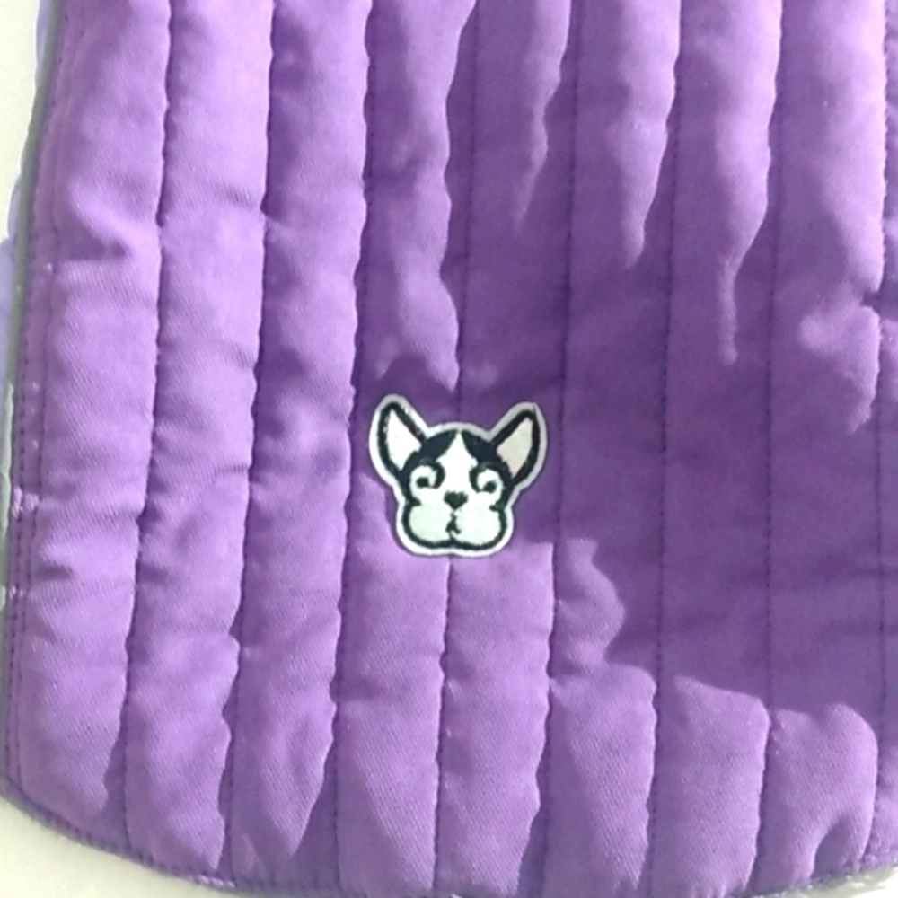LEONARD MOUNTAIN GRAY & PURPLE FLEECE LINED HOODIE DOG COAT SIZE LARGE NWOT - Picture 8 of 8